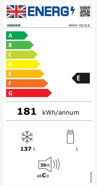 Hoover Freestanding Chest Freezer, 196L Capacity, E Class, Super Freezing Function, Suitable for Outbuildings and Garages, Integrated Handle, White, 91.5x55.5x84.5 cm - HHCH 200 ELK