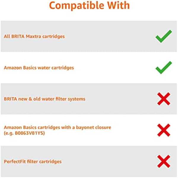 Amazon Basics 2.3L (4 Pints) Water Filter Jug with 1x30 Days Cartridge, BPA Free, Black