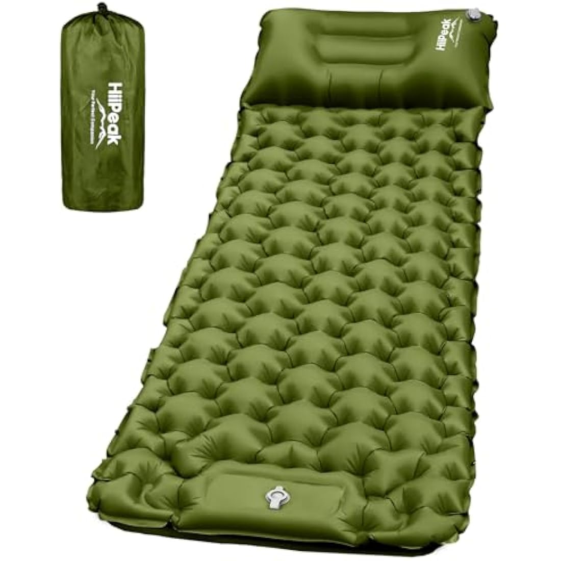 HiiPeak Camping Sleeping Pad, Ultralight Camping Mat with Pillow Built-in Foot Pump Inflatable Sleeping Pads Compact for Backpacking Hiking Traveling Tent (Green)