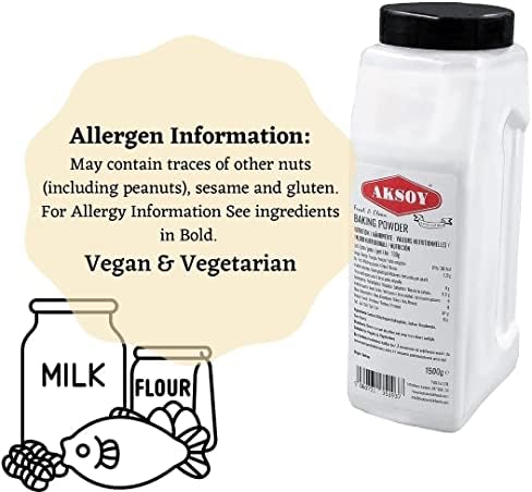 Aksoy Double Acting Baking Powder 1KG | All-Purpose Leavening Agent for Cooking and Baked Goods, Desserts, Breads, & Cake | Vegan | Airtight Bulk Container
