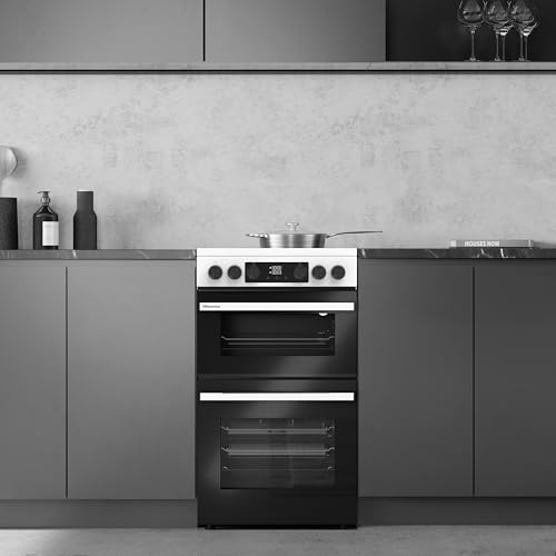Hisense HDE3211BBUK 60cm Electric Cooker with Ceramic Hob-Black , A Rated Double Oven