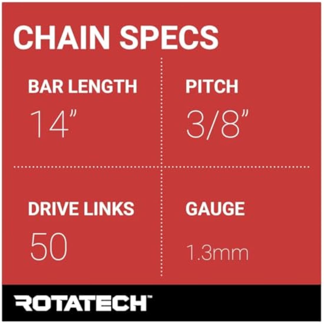 2 X 14 35 cm Rotatech Chainsaw Chains. 3/8" LP Pitch, 0.050" Gauge, 50 DL Drive Links. Compatible with Stihl 018 MS180 MS181 020 021 023 MS200T MS211 MS201T MS231
