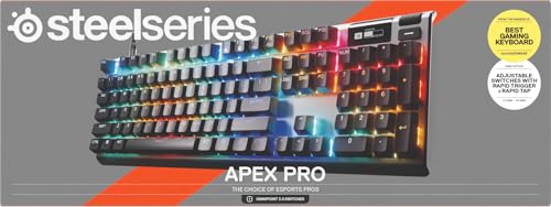 SteelSeries Apex Pro Gen 3 Gaming Keyboard - OmniPoint 3.0 HyperMagnetic Switches - Adjustable Actuation - Rapid Trigger - Game-Ready Presets - Rapid Tap/SOCD - OLED - RGB - USB-C - English QWERTY
