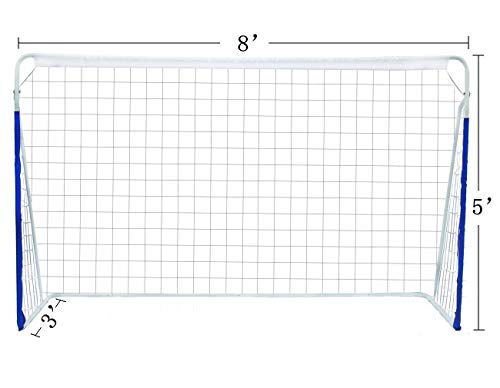FUNJEPE 8ft Portable Steel Soccer/Football Goal Outdoors Garden Training with Rot-Proof Football Net and Carry Bag