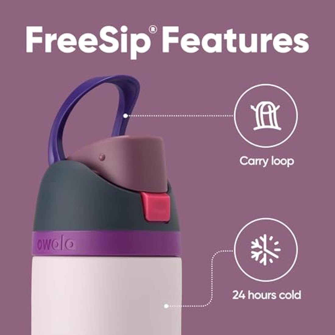 Owala FreeSip Insulated Stainless Steel Water Bottle with Straw for Sports and Travel, Leak Proof, BPA-Free, 710ml, Dreamy Field