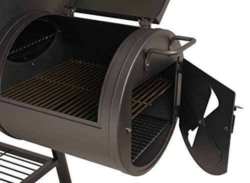 CosmoGrill Outdoor XL Smoker Barbecue Charcoal Portable BBQ Grill, 2 Folding Side Table, Built-in Thermometer, Adjustable Charcoal Pan & Chimney, Wheels, Large Coal BBQ Smoker for Home Garden Cooking
