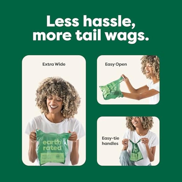 Earth Rated Dog Poo Bags with Handles, Easy Tie and Guaranteed Leakproof, Lavender Scented, 120 Handle Bags