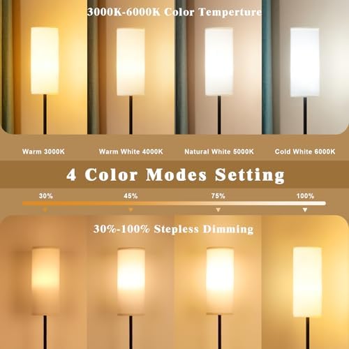 Aooshine Floor Lamps for Living Room, 64" Modern Floor Lamp with Remote Control and Stepless Dimmable Colors Temperature & Brightness, Standing Lamps for Living Room Bedroom Office(9W Bulb Included)