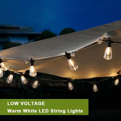 Kawaya Outdoor Festoon Lights Mains Powered 45.7m / 150ft Garden String Lights Waterproof with 73+3pcs LED Bulbs Shatterproof Vintage Dimmable for Outside Fence Terrace Gazebo Wedding Festival