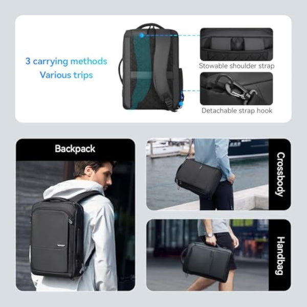 MARK RYDEN 3 in 1 Laptop Backpack Mens, 15.6 inch Business Laptop Handbag, Briefcase Backpack, Lightweight Laptop Sling Bag with USB Port-Grey