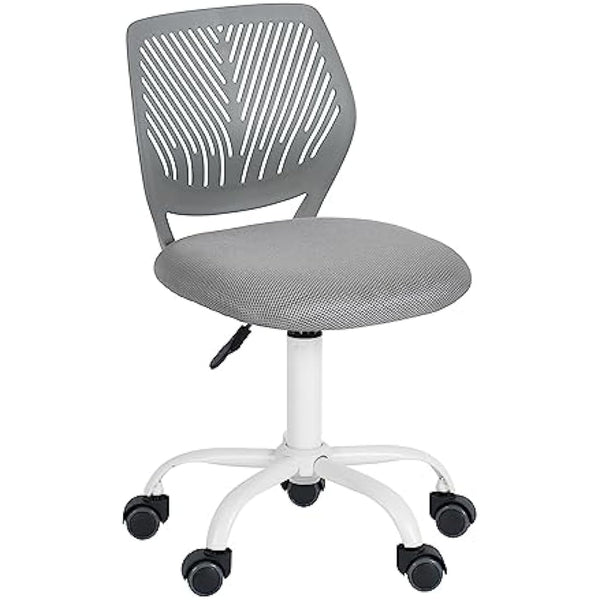 Homy Casa Desk Chair Adjustable Swivel Office Chair Fabric Seat Ergonomic Task Chair without Armrest, Gray