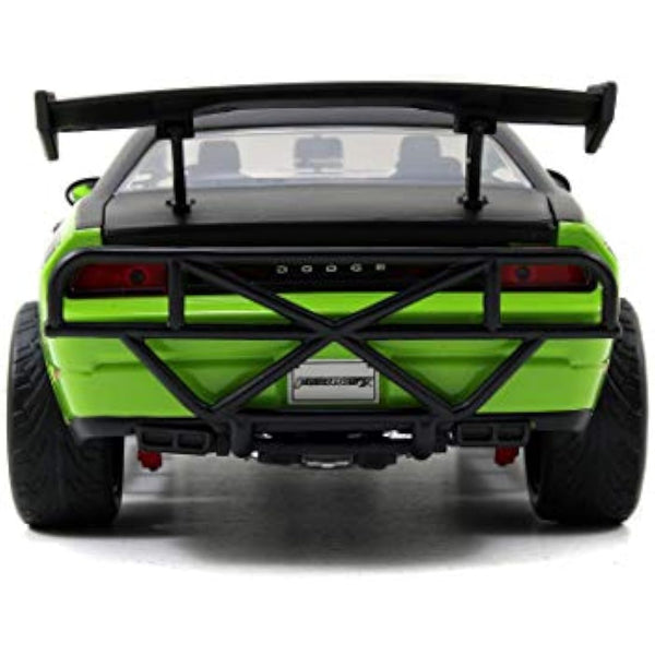 Jada Toys 253203043 Fast & Furious Letty's Dodge Challenger SRT8 Off Road Car Tuning Model 1:24 Scale with Spoiler, Opening Dodge, Bonnet and Trunk, wheel, Green