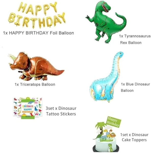 Dinosaur Birthday Decorations - 214 Pcs Banner, Garland & Arch Kit, Dino Party Supplies, Balloons