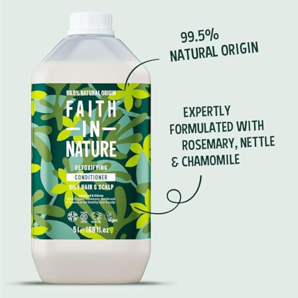 Faith In Nature Natural Seaweed & Citrus Conditioner, Detoxifying for Oily Hair & Scalp, Vegan & Cruelty Free, No SLS, Silicones or Parabens, 5L Refill Pack
