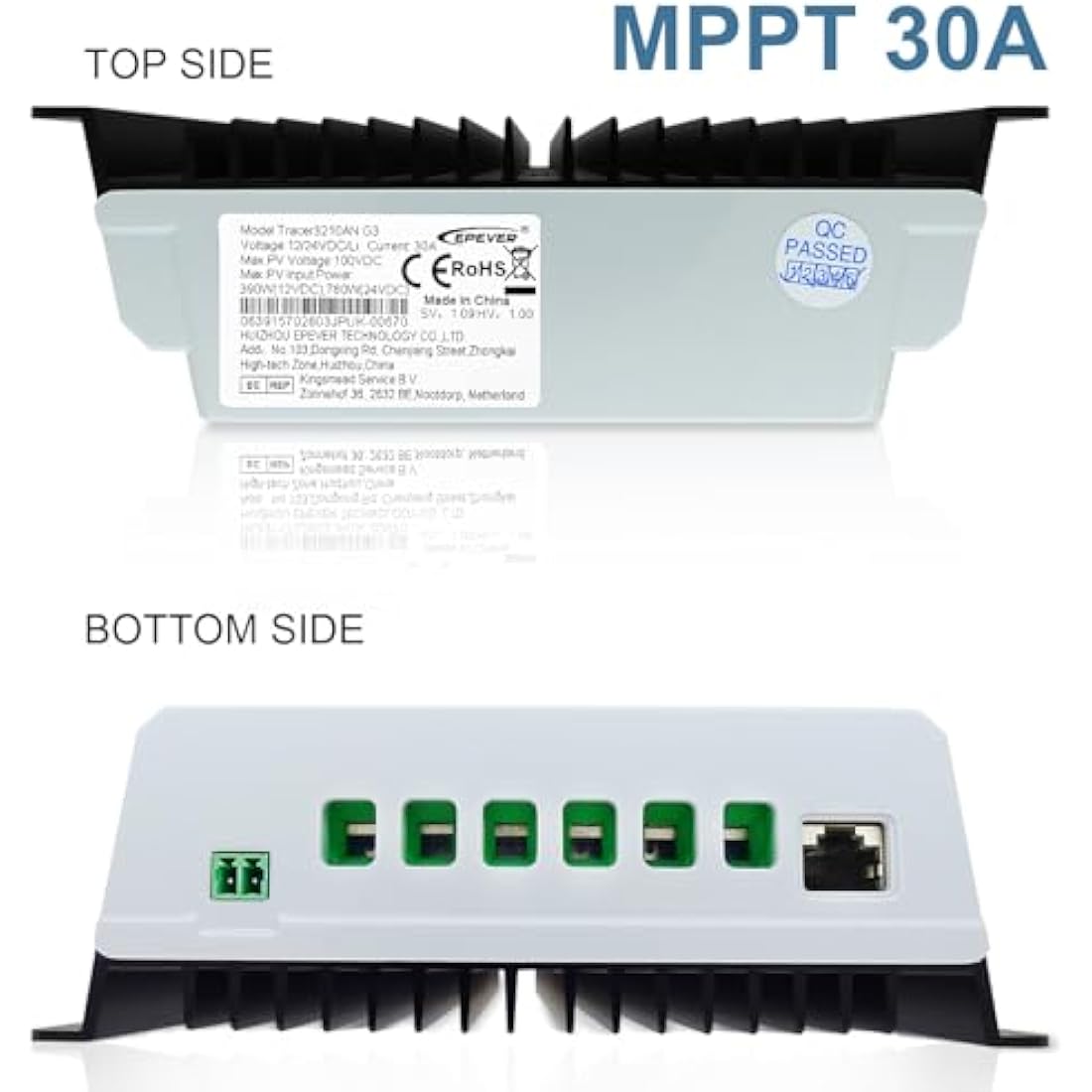 EPEVER MPPT Solar Charge Controller 30A 12V/24V Auto Max PV 100V Common Negative Ground LCD Display Solar Panel Charger Regulator for Gel Flooded Sealed LiFePO4 Lithium (Tracer3210AN)