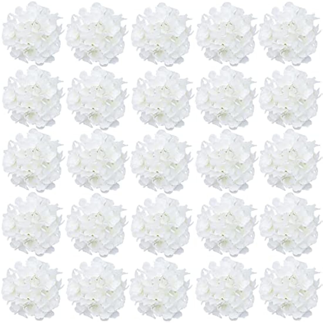 FagusHome 30 Pcs Silk Hydrangea Heads Artificial Flowers Heads and Stems Fake Hydrangea Flowers for Home Wedding Decor (Pure White)