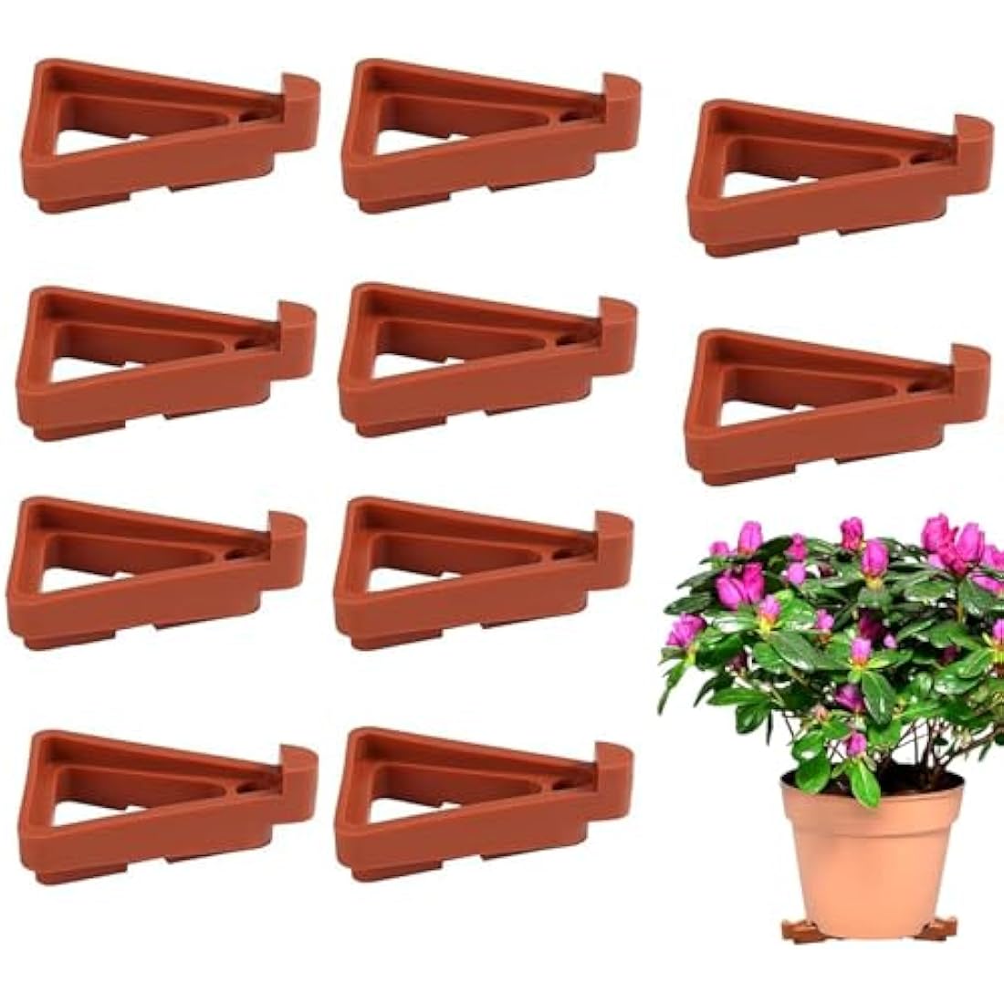 24 Pcs Pots Feet Plant Flower Invisible Pot Risers Triangle Toes Lifters Plastic Planters Stand for Better Water Drainage Indoor and Outdoor Garden Patio Small Large Plant Pot