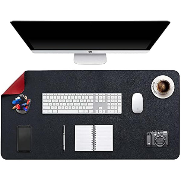 DOBAOJIA Desk Pad Large, Desk Mat, Extended Mouse Mat, Mouse Pad XXL, Desk Blotter, Laptop Pad Writing Pad for Office/Home, Dual-Side Use PU Leather Waterproof 35.4" X 16.9" (Black/Red)