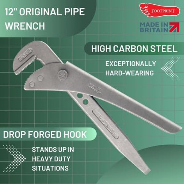 Footprint 698w Pipe Wrench 12.in, Steel