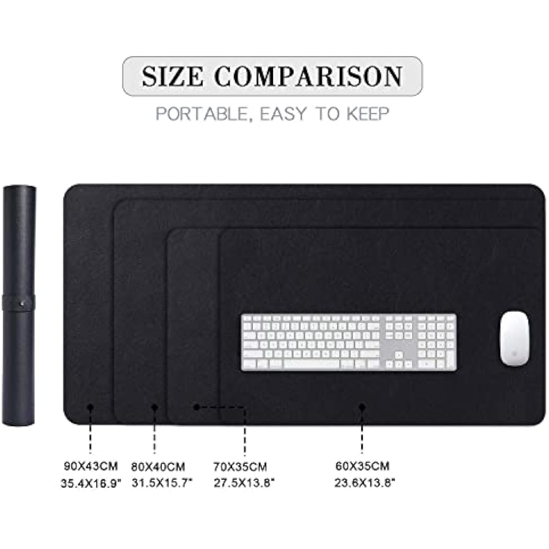 DOBAOJIA Desk Pad Large, Desk Mat, Laptop Mat, Writing Pad, Desk Blotter, Extended Mouse Mat, Large Mouse Pad for Office/Home, PU Leather Waterproof +Suede Non-Slip 27.5" X 13.8" (Black)