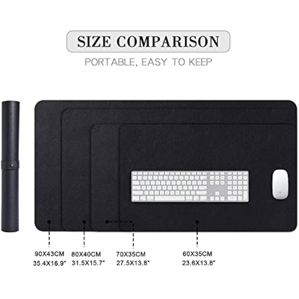 DOBAOJIA Desk Pad Large, Desk Mat, Laptop Mat, Writing Pad, Desk Blotter, Extended Mouse Mat, Large Mouse Pad for Office/Home, PU Leather Waterproof +Suede Non-Slip 27.5" X 13.8" (Black)
