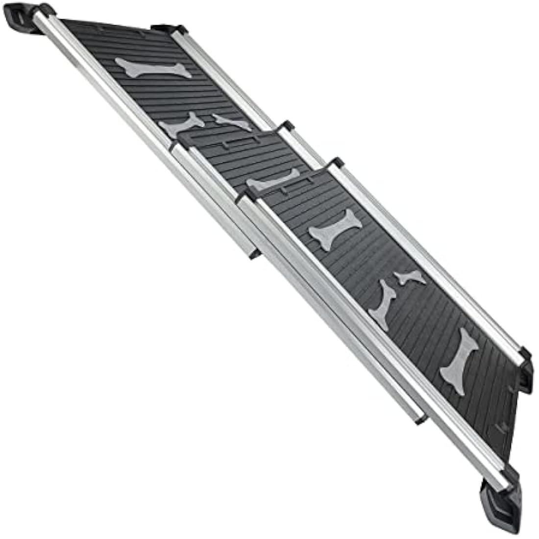 KATSU Tools Dog Ramp, 150lbs Loading Capacity, Aluminum Alloy Portable Foldable Lightweight Anti-Slip Ramp, 71-156cm, Black/Silver 699900