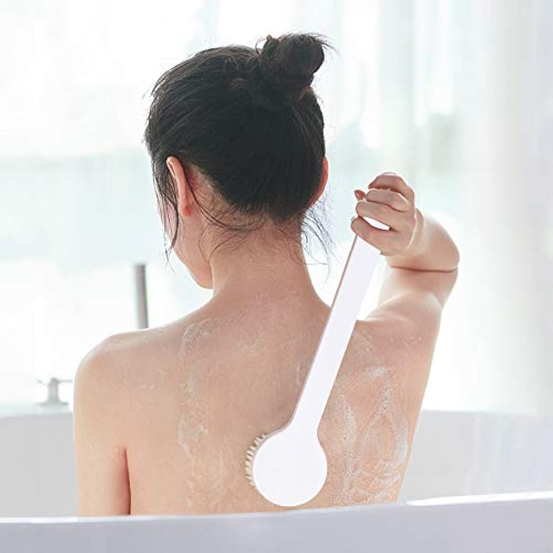Ithyes Dry Brushing Body Brush Shower Bath Brush Long Handle Gentle Back Skin Scrubber Exfoliate Massage Improve Blood Circulation Cellulite Treatment