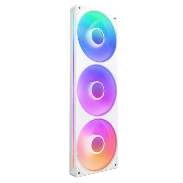 NZXT F420 RGB Core - 420mm Single-Frame Fan Unit with 3 x 140mm RGB Fans - Speed & Lighting Control - High Static Pressure & Airflow - Fluid Dynamic Bearings - 8 aRGB LEDs Per Fan - White
