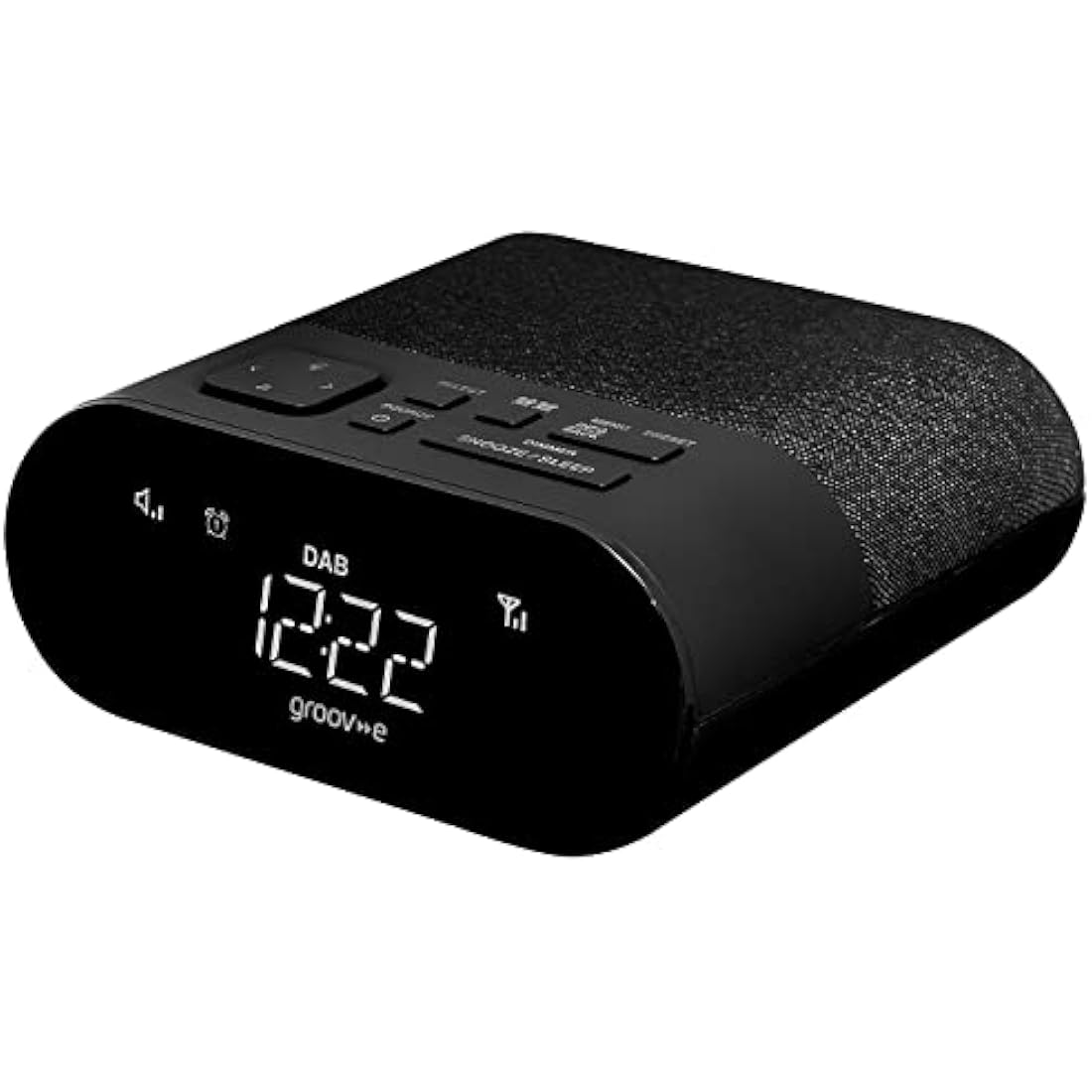 Groov-e Roma DAB & FM Clock Radio - Alarm Clock with USB Charging Port - LED Display - Mains Operated - Portable Radio - 40 Preset Stations - Black
