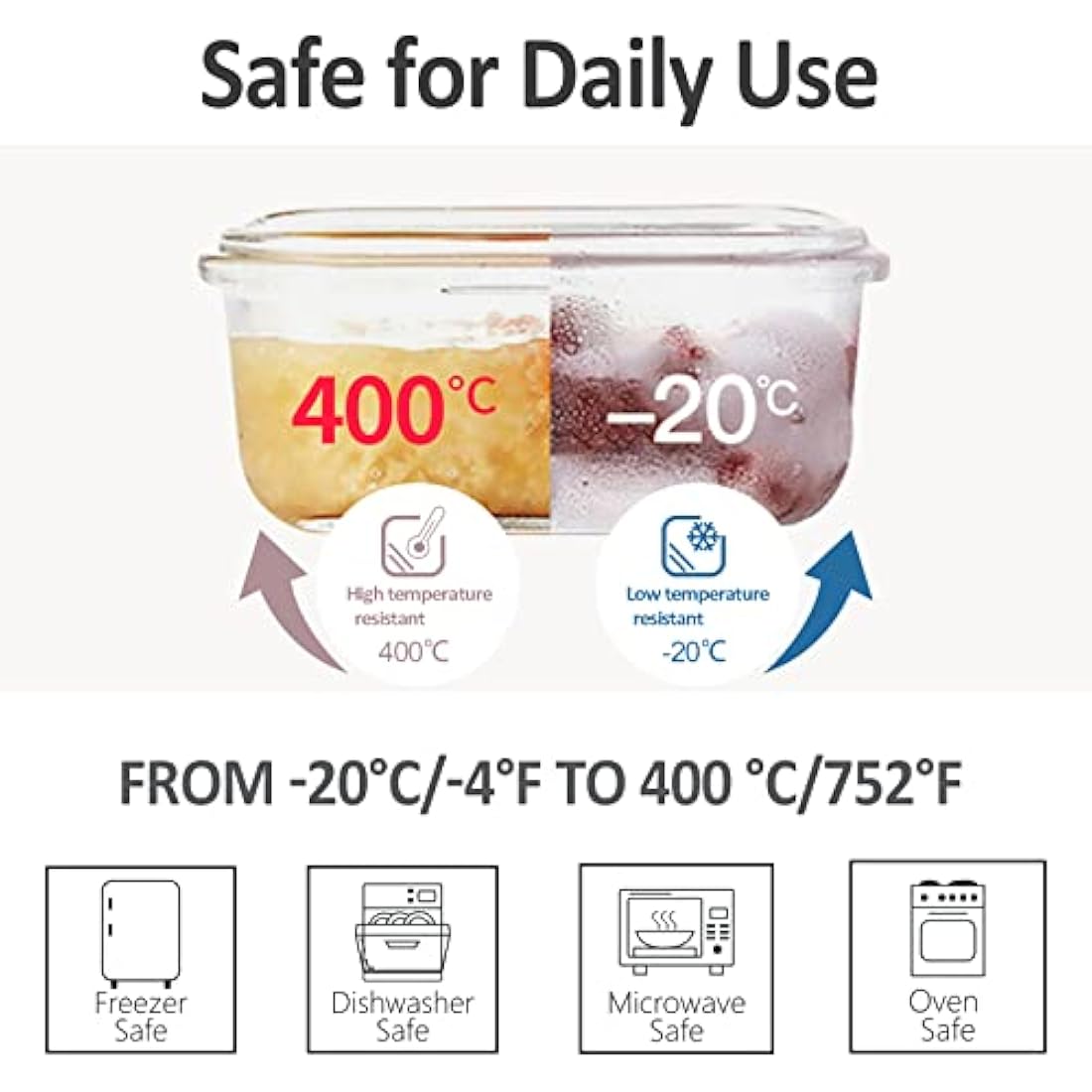 ROSOS Glass Food Storage Containers with Airtight Lids, 6 Pack Super Leak Proof Glass Containers with Lids, Not Easy Broken & BPA Free, Glass Food Containers with Lids for Freezer to Oven Safe, Blue