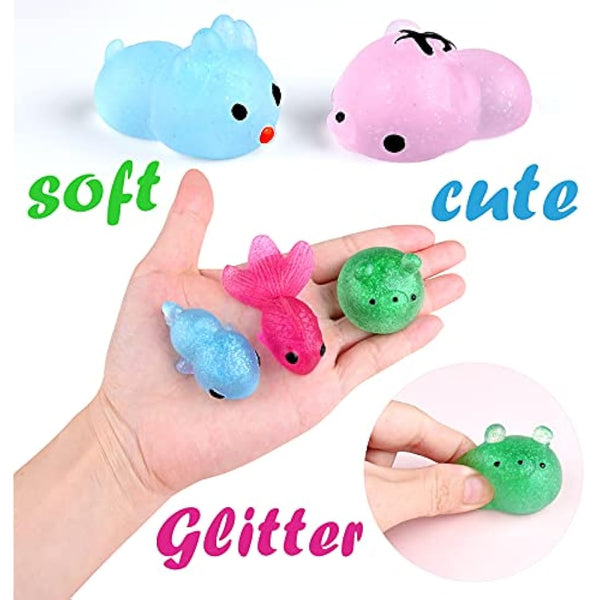 KUUQA 30pcs Glitter Squishys Toys, Squeeze Animal Toys for Sensory Adults Stress Relief Toys Goodie Bag Fillers Birthday Party Favors for Kids Easter Egg Fillers
