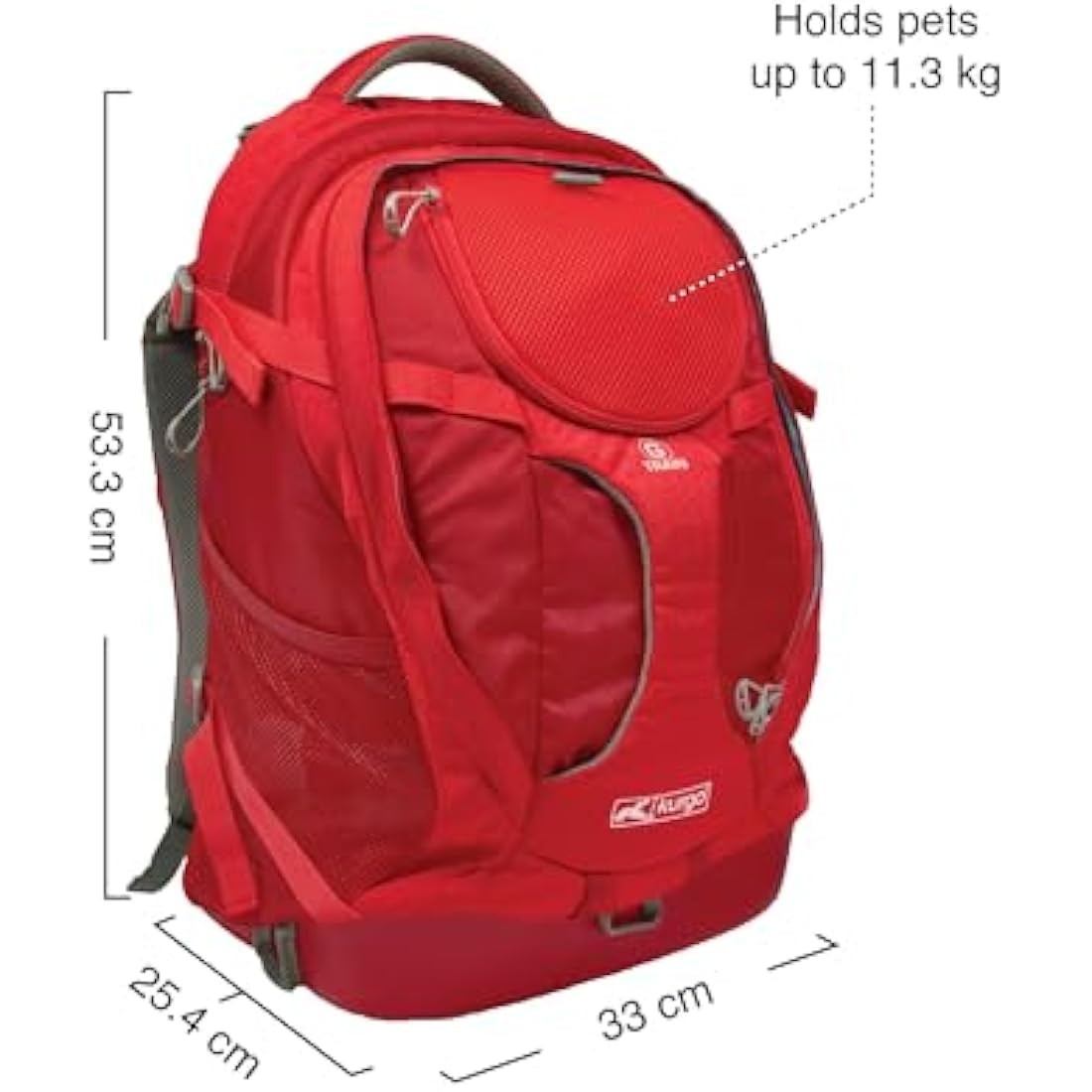 Kurgo G-Train Pack, Carrier Backpack for Small Dogs and Cats, Ideal for Hiking or Travel, Waterproof Bottom, Chili Red