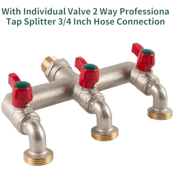 Hydrogarden Multi-Tap Connector 3-Way, G1/2 Inch Inlet and Three G3/4 Inch Outlet Outside Taps, Frost-Proof Outside Spigot Replacement with 3 Outlets for Home