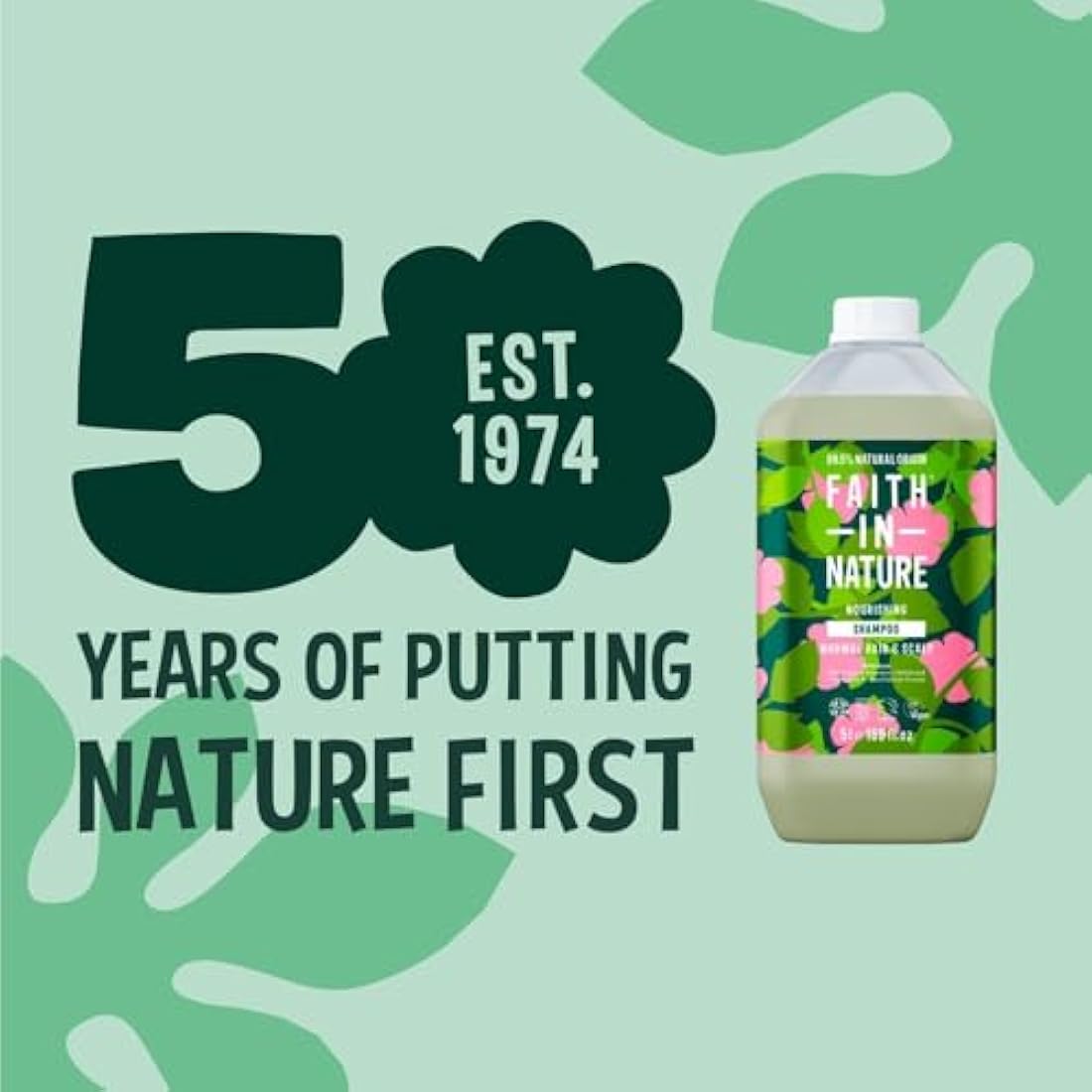 Faith In Nature Natural Wild Rose Shampoo, Nourishing for Normal Hair & Scalp, Vegan & Cruelty Free, No SLS, Silicones or Parabens, 5L Refill Pack