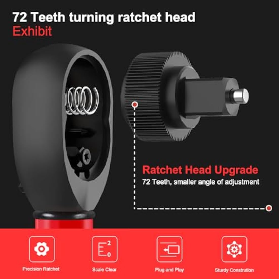 ATsafepro Torque Wrench 1/2 Inch 20-230 Nm, Dual-Direction Adjustable Wheel Torque Wrench, Accuracy ± 3% 72 Tooth Drive Click for Automobile Maintenance