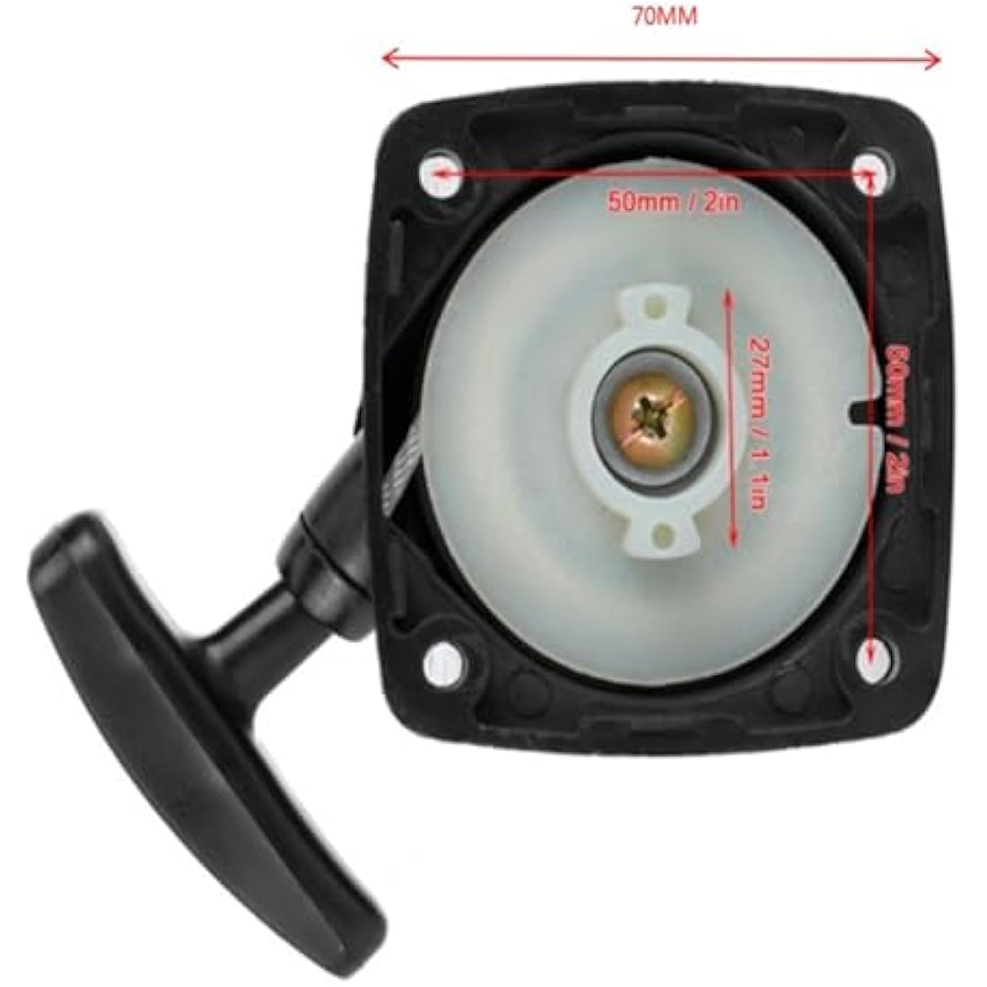 7cm*7cm Pull Starter, 23CC Pull Recoil Starter Start Assembly, ABS Pull Starter Recoil, Hand Pull Start with Recoil Hedge Trimmer Spare Parts Compatible with 1E32F Motor