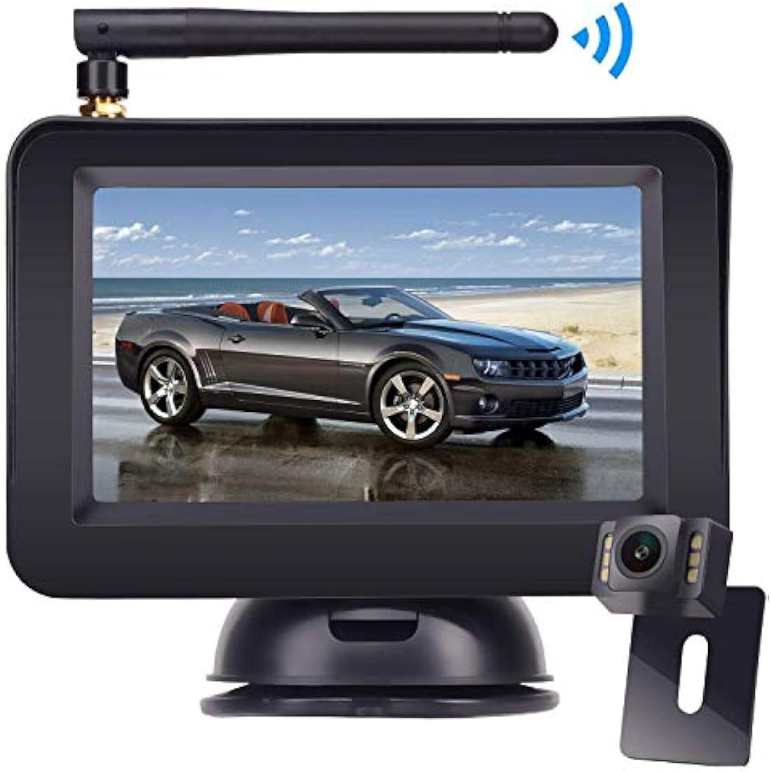 Wireless Reversing Camera, DOUXURY 4.3'' LCD Rear View Monitor + 170° Wide Angle IP68 Waterproof Rear View Camera, Night Vision Universal for Car Van Semi Truck