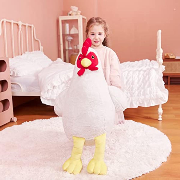 IKASA Giant Chicken Stuffed Animal Plush Toy,60cm Large Hen Henny Big Jumbo Soft Toys,Huge Size Cute Fluffy Plushy Fat Plushie,Gifts for Kids
