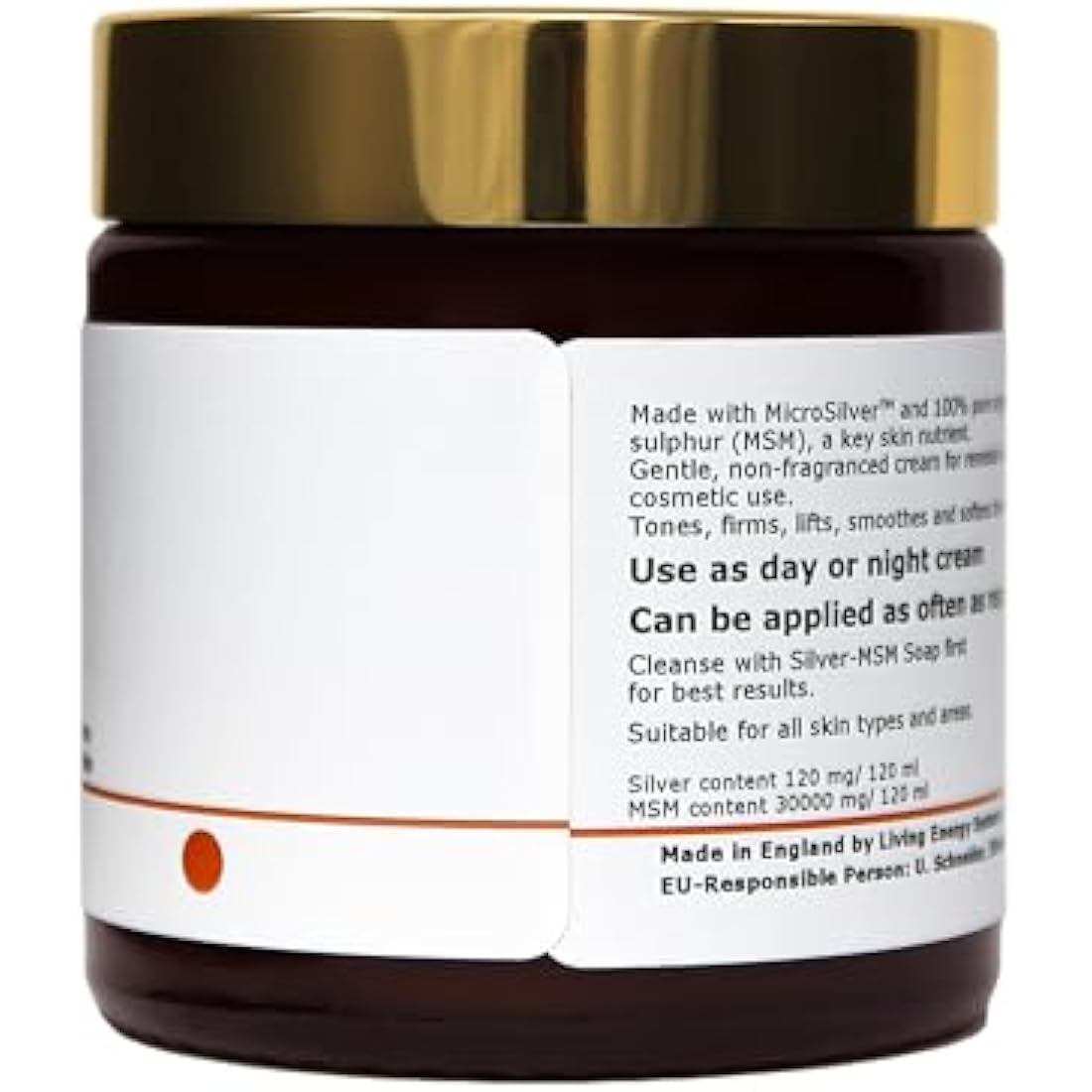 argentum plus - Silver-MSM Regeneration 5in1 Cream 120 ml | All natural non-fragranced moisturizing cream for mature, stressed, and tired skin, with hyaluronic acid and sea buckthorn extract