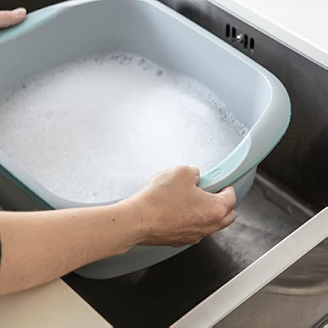 Addis Premium Soft Grip Large Rectangular Washing Up Bowl, 9.5 litre, Tranquil Haze