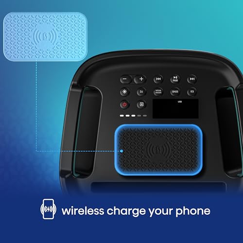 Hisense PARTY STORM, 300W Max Audio Power,15 Hrs long playtime,Karaoke Mode,Lighting effects, Wireless charge the phone, IPX4 Waterproof, Bluetooth 5.0