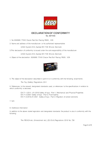 LEGO Speed Champions Oracle Red Bull Racing RB20 F1 Race Car Model with a Collectible Formula 1 Driver Minifigure - Display Set for Adult Motorsport & Racing Fans 77243