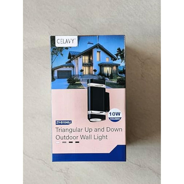 CELAVY Outside Wall Lights, Up and Down Outdoor Wall Lights Mains Powered, IP65 Waterproof Front Door Porch Light Lamp Modern GU10 Aluminium, Exterior LED Wall Lighting Sconce for House, Black