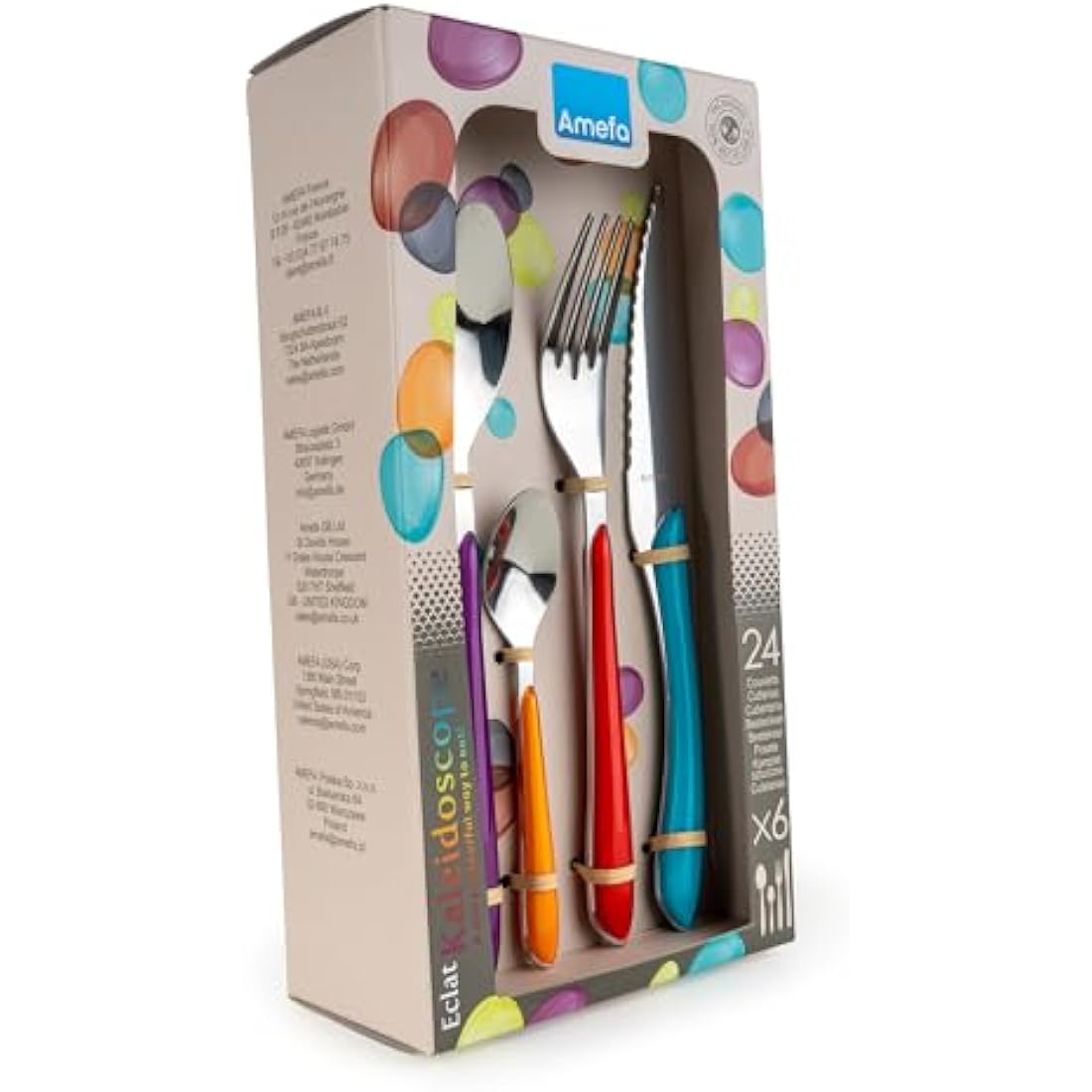 Amefa ECLAT Kaleidoscope Colourful 24pc Cutlery Set