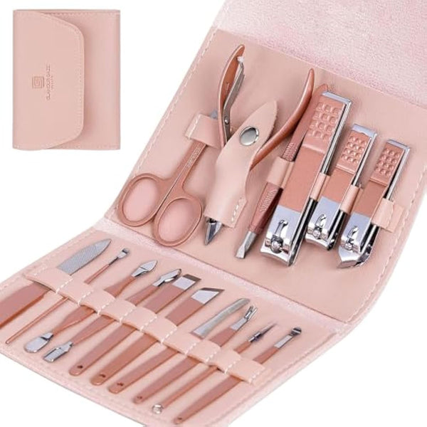 Manicure Set Glamour Gaze Manicure Pedicure Kit Nail Clippers 16 in 1 Professional Stainless Steel Cuticle trimmer Grooming Kit for Men Women with Storage Travel Case