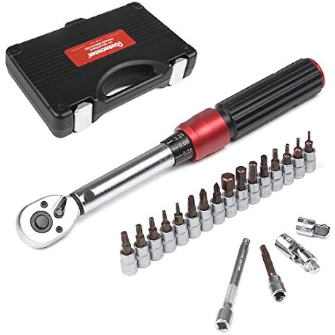 FOURROBBER Torque Wrench Set 1/4-inch Drive Click Dual-Direction Adjustable 90-Tooth Torque Wrench with Buckle 5-30Nm,Accuracy ± 3%