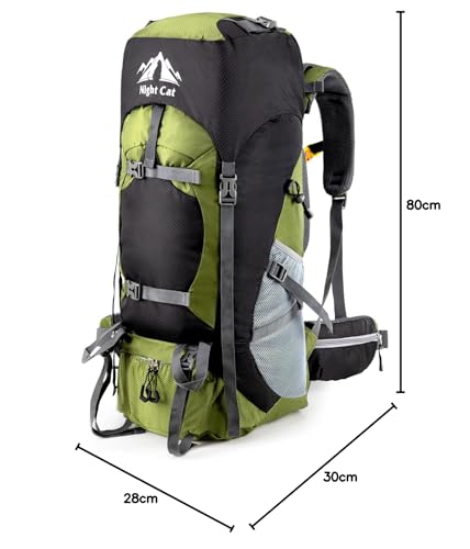 Night Cat Hiking Backpack Rucksack Bag 70L 90L Large For Men Travel Trekking Camping Climbing Cycling With Rain Cover Waterproof Lightweight