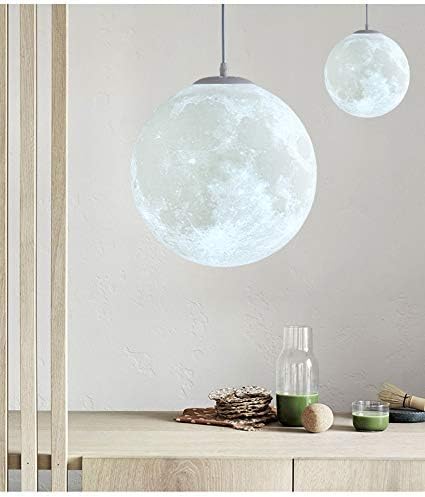 KRUIHAN 3D Print Led Moon Lamp Hang Ceiling Lamp Moon Light Night Light for Kids Room Restaurant Bed Room Living Room 30CM