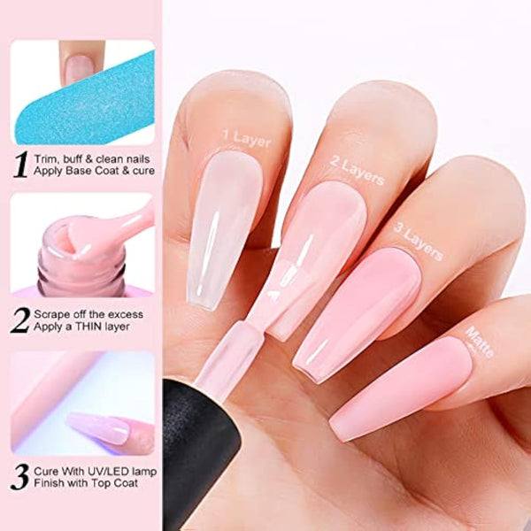 AIMEILI Base and Top Coat Gel Nail Polish Set, Shine Finish and Long Lasting, UV LED Soak Off Gel Nail Lacquer Gel Nail Polish Varnish - 2 x 15ml