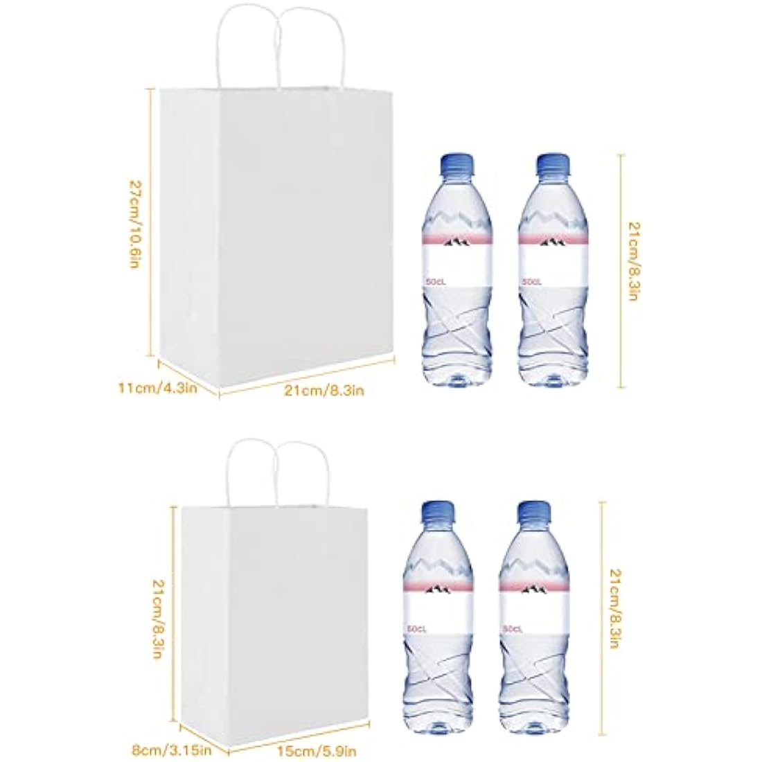 HAUSPROFI 30pcs Kraft Paper Bags for Gifts, Food & Sweets, Strong Carrier Bags with Twisted Handles for Kid Parties, Weddings, Thicken 130gsm